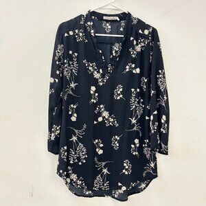 Floral Sheer Black and White Blouse